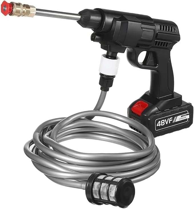 Aparat de spalat cu presiune fara fir ( portabil ), 500W, 48V, 8L/min, 30 bar, negru, accesorii si valiza inclusa