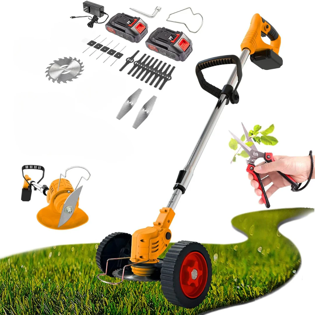 Motocoasă Electrică cu Acumulator 48V – 2 Baterii, 18.000 RPM, Lame și Disc Inclus, Ușoară și Puternică pentru Tuns Iarbă și Buruieni