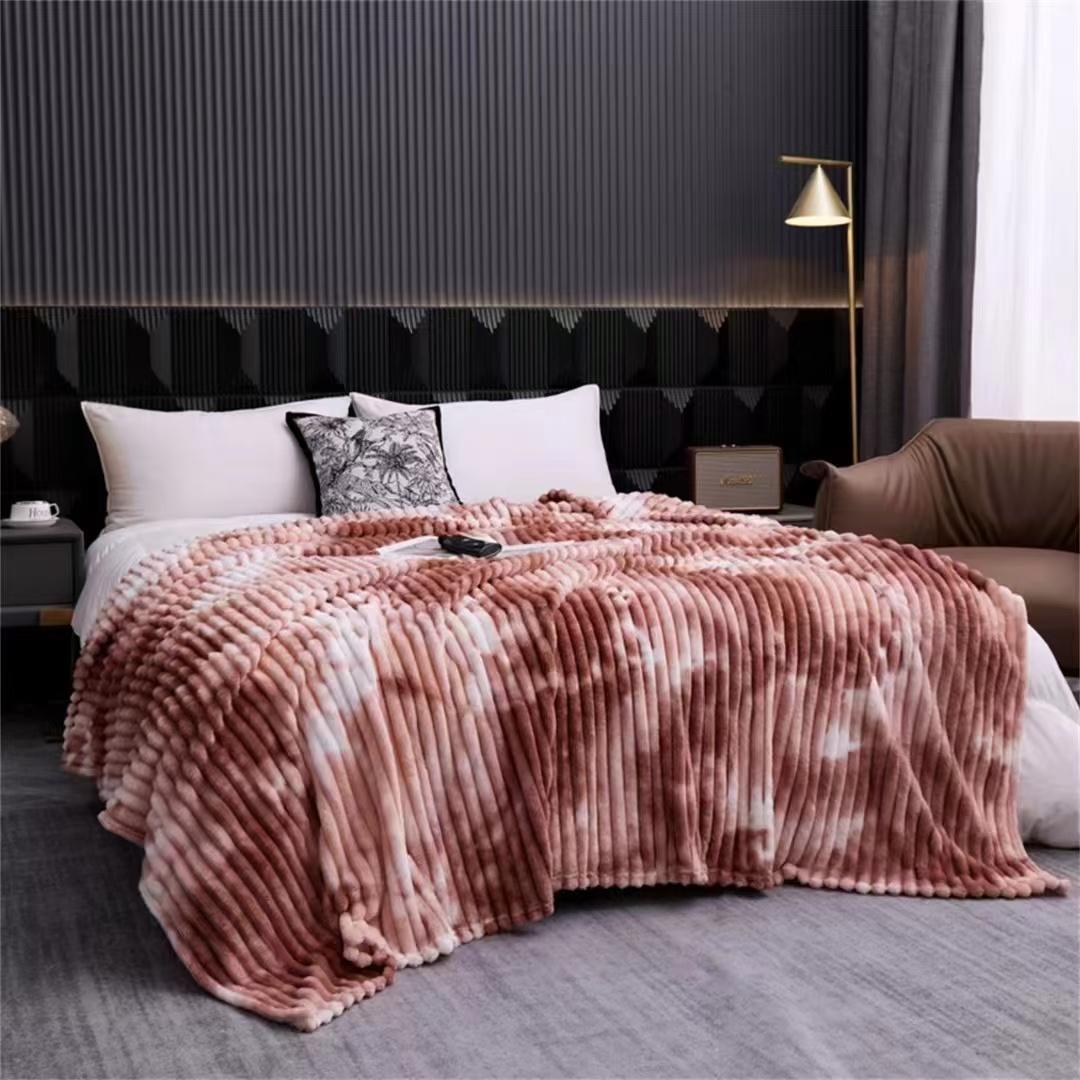 Patura cocolino pufoasa cu dungi, pat dublu, PCD-05, imprimeu, 200 x 230 cm