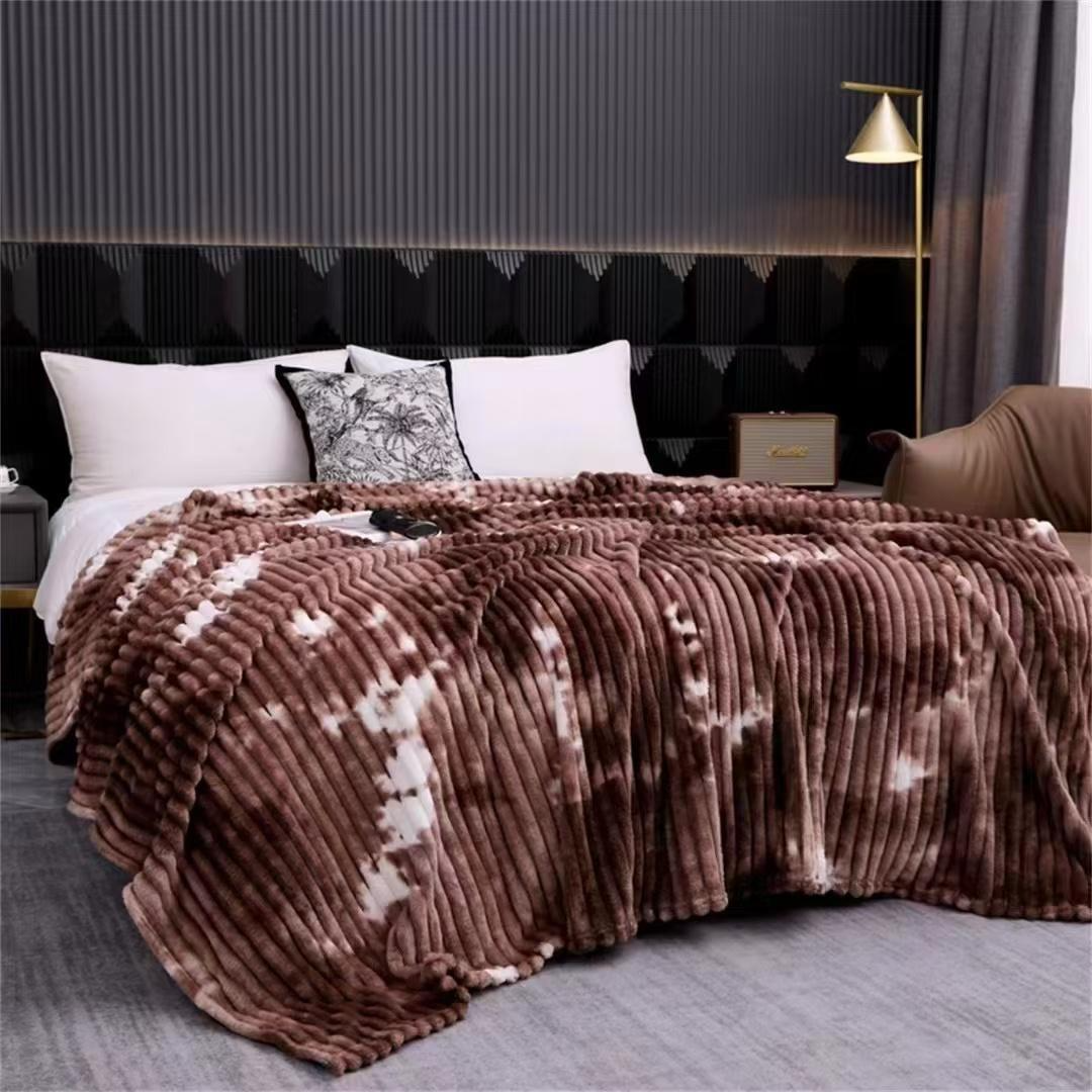 Patura cocolino pufoasa cu dungi, pat dublu, PCD-05, imprimeu, 200 x 230 cm