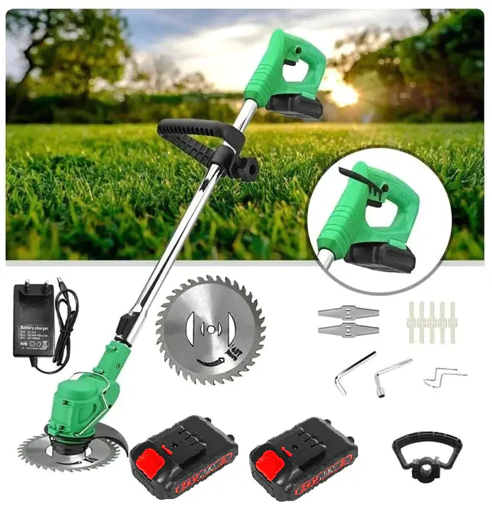 Motocoasă Electrică cu Acumulator 48V – 2 Baterii, 18.000 RPM, Lame și Disc Inclus, Ușoară și Puternică pentru Tuns Iarbă și Buruieni