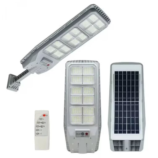 Lampa solara cu telecomanda si suport,200W, senzor de miscare, 12 cadrane, 108 LED-uri, 6000k, 10000lm, IP66, 31x19, gri