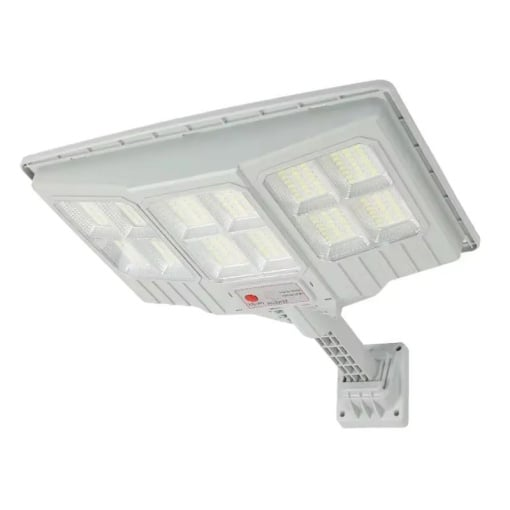 Lampa solara stradala cu telecomanda, 6.5W, 12 cadrane, 108 LED-uri, 6000K, 10000lm, cu suport si senzor de miscare, 31x19 cm, gri