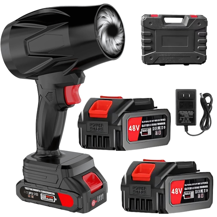Suflanta Portabila 48V cu 2 Acumulatori – Putere Mare pentru Indepartearea Eficienta a Prafului, Apei si Zapezii, Debit 555 m³/h, Design Compact si Robust, Culoare Negru