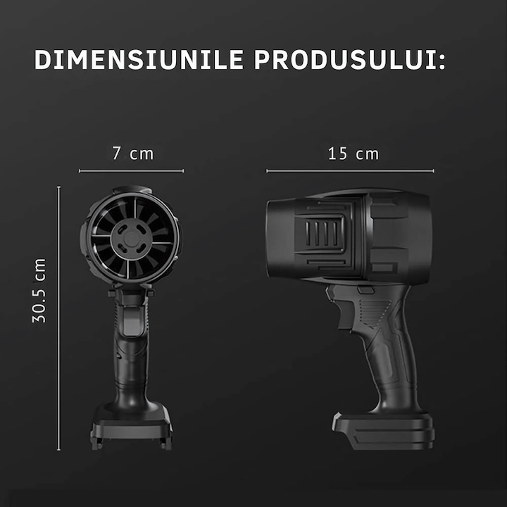 Suflanta Portabila 48V cu 2 Acumulatori – Putere Mare pentru Indepartearea Eficienta a Prafului, Apei si Zapezii, Debit 555 m³/h, Design Compact si Robust, Culoare Negru